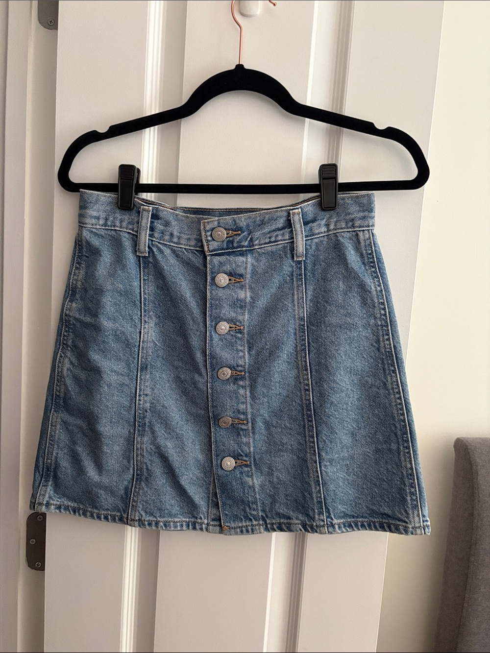 Levi Classic Blue Denim Button-Front Skirt